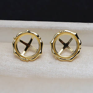 Support de boucles d'oreilles en argent S925 fait main, 12,5 mm, perle, coquille de cheval, fond plat, support vide, accessoires de bricolage, trouvailles de bijoux - 3987 - Product Image 4