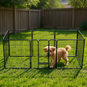 Recinto per cani in acciaio nero a 8 pannelli 31,5x39,4 pollici per l'esercizio canino - Product Image 2