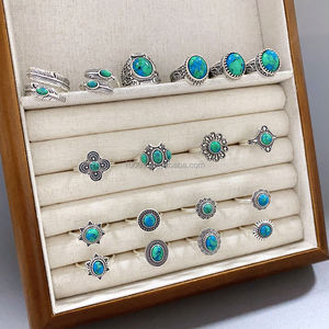 แหวนเงินแท้ S925 ชุบออกซิไดซ์ ประดับด้วยพลอยเทอร์ควอยซ์ มีสินค้าใหม่มาถึง เครื่องประดับแฟชั่นสำหรับผู้หญิง ผู้ชาย ของขวัญงานแต่งงาน - Product Image 3