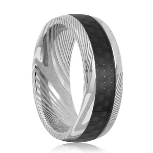 Nhẫn Damascus Khảm Nam Damascus Nhẫn Thép Trống - Product Image 6