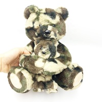 Peluche de camouflage rouge pour mère et bébé, peluche d'ours en peluche en fourrure