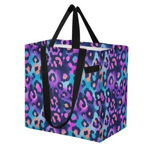 Sac de plage en toile pour la famille, grand format, durable, imperméable, lavable, avec imprimé léopard coloré, design personnalisé, pour les courses - Product Image 2