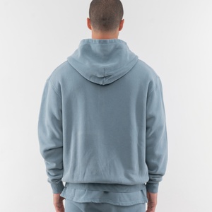 Sweat à capuche gris clair en molleton bouclette pour homme, 100 % coton, couleur unie, lavage vintage personnalisé, saison hiver, fermeture éclair, écologique, vente en gros - Product Image 5