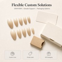 YD41 Kaixin – Faux ongles à presser couleur amande nude, brillants, couleur unie, naturels, couvrance totale, réutilisables, personnalisables
