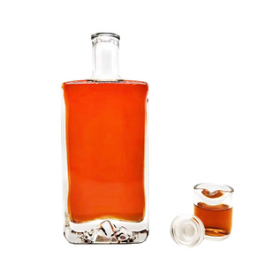 Bouteilles de vin en verre de forme carrée fantaisie de haute qualité, tequila, vodka, <span class=keywords><strong>gin</strong></span>, 500 ml avec bouchon en liège, vente en gros - Product Image 1