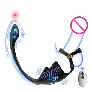 Massaggiatore Prostatico Telecomandato, Doppio Anello per <span class=keywords><strong>Testicoli</strong></span>, Masturbatore Maschile, Plug Anale con Blocco, Giocattoli Sessuali per il Commercio Transfrontaliero Cinese - Product Image 1