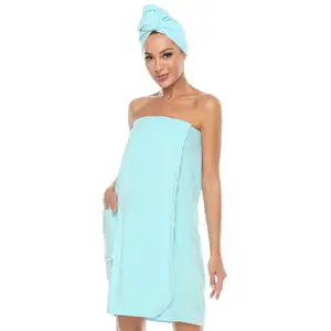 Accappatoio per donna con asciugamano per asciugare i capelli asciugamani da bagno accappatoio e chiusura regolabile