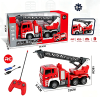 Camion de pompiers RC 4 canaux en gros avec échelle extensible, télécommande 27 MHz, recharge USB, jouet moteur télécommandé pour enfants et garçons, idéal comme cadeau