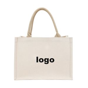 Sac en jute laminé écologique avec logo personnalisé, sac de plage réutilisable en lin, sacs de shopping en toile de jute - Product Image 1