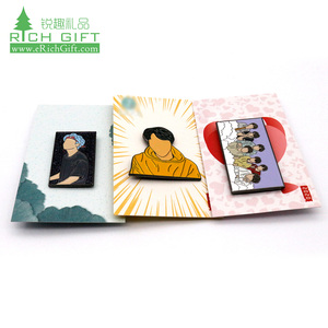 artisanat logo personnalisé fait kpop musique étoile bts <span class=keywords><strong>bp</strong></span> rose clin d'œil doux émail dur épinglette avec support papier carte - Product Image 2