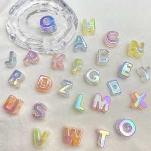 <span class=keywords><strong>Perles</strong></span> Alphabet en Acrylique AB Iridescent Luminescentes 20mm, Grand Trou 6mm, Lettres A-Z, pour DIY Stylos Perlés et Bracelets, Vente en Gros - Product Image 3