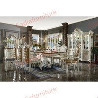 Ensemble de salle à manger de luxe de style américain avec structure en bois, table rectangulaire européenne et 8 chaises