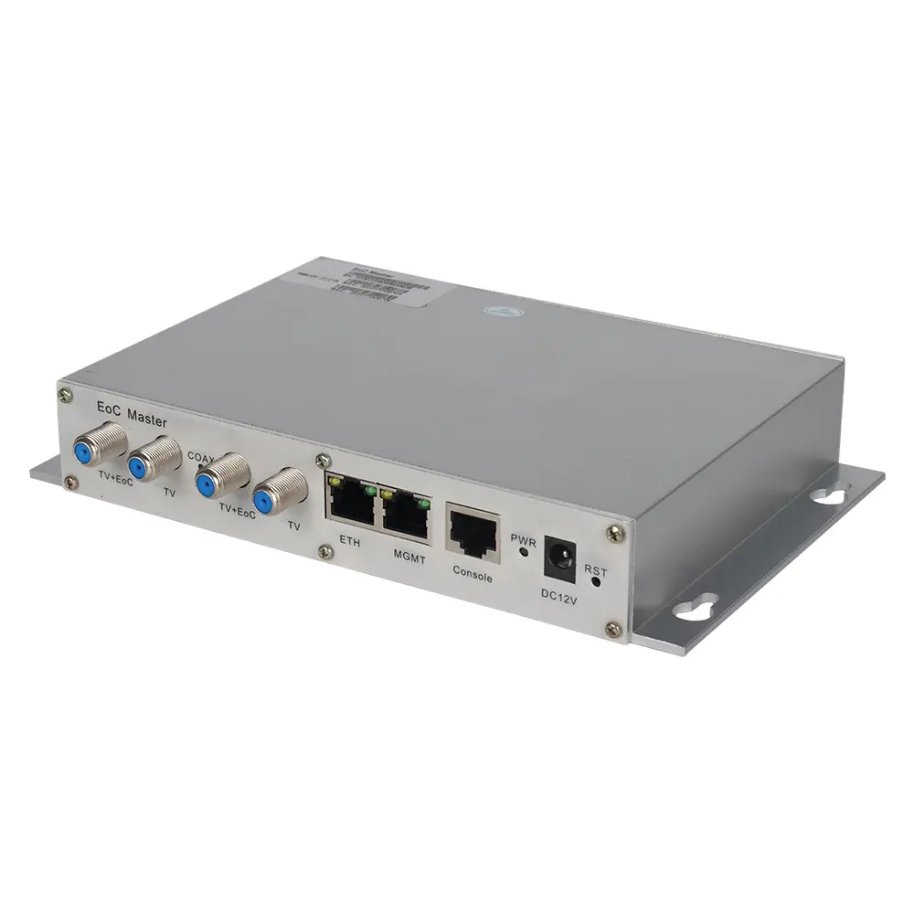 Uplink-جهاز ايثرنت Coax Eoc ماستر, مع USB FTTH مثبت على الحائط 2 جيجابت 2 مدخل تلفزيون + 2 مخرج خرج إشارة مختلطة ، LAN سلكي 7.5 ~ 65 ميجا هرتز