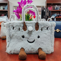 Sac à bandoulière portable en peluche pour femme, motif visage souriant, idéal pour Noël – Nouvelle collection hiver, personnalisable en usine.