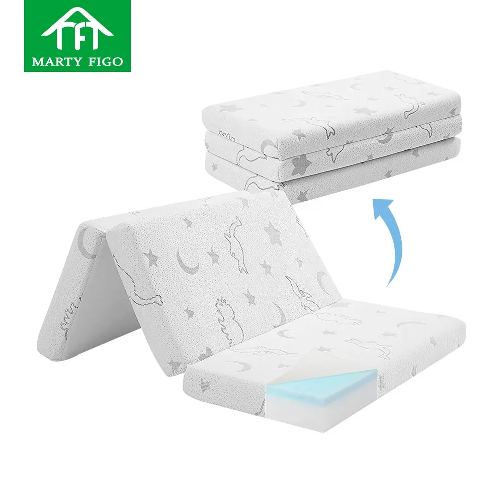 Factory custom pack n play portable mattress crib topper foldable toddler pad trifold playard cool gel memory foam baby mattress