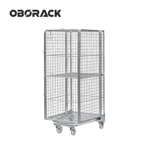 Obo Bạc kho lưu trữ có thể gập lại dây thép mạ kẽm lưới CuộN <span class=keywords><strong>container</strong></span> 5 bánh xe 500kg Công suất CuộN lồng xe đẩy - Product Image 1