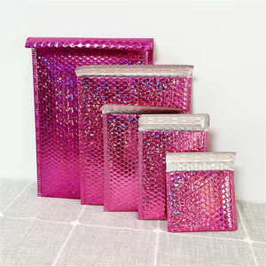 Bolsa de envío personalizada <span class=keywords><strong>sobres</strong></span> metálicos holográficos con burbujas rosa roja para maquillaje, joyería, ropa, embalaje para pequeñas empresas - Product Image 6
