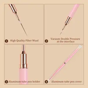 Fábrica personalizada 5/8/12/20/25mm Striping Gel Nail Art Liner Brushes Set Manicure Salon Tool 3D Paint Drawing Details Brush