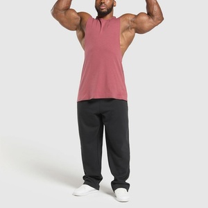 Custom High Quality pink Workout tank Top Ribbed Neck Singlet <b>Mens</b> O-neck Collar Loose tank Tops <b>Gym</b> <b>Vest</b> for <b>Men</b> - Product Image 4