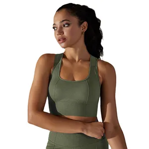 Sexy New Style 2023 Seamless High Quality Cropped Top Workout Women Girls Fitness Gym Breathable Yoga Vest Sports Bra