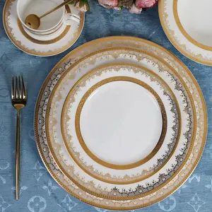 Germany Dinnerware Porcelain Wedding Luxury High Bone China Dinner Set Plates Sets