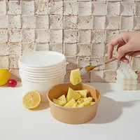 Fabrieksleverancier van dikke ronde papieren saladekommen, oliebestendig, wegwerpverpakking voor fruitsalade, afhaalverpakking