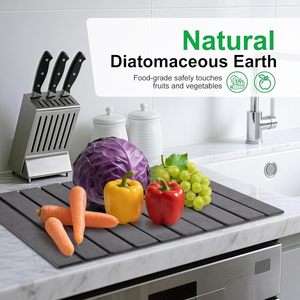 Eco-friendly Super Absorbent Non-slip Diatomaceous Earth Stone Dying Mat Carving Diatomite Bath Mat for Kitchen - Product Image 2