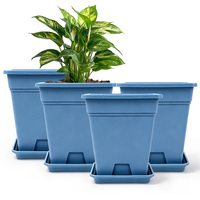 Pots carrés en plastique pour plantes vertes avec trou de drainage, durables pour une utilisation intérieure/extérieure - Prêts à l'arrosage, capacité de 3,23 L, pack en gros