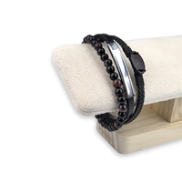 Bracelet intelligent NFC en cuir de coque de noix de coco avec boucle magnétique RFID 13,56 MHz, étanche, personnalisable, cadeau d'affaires OEM/ODM