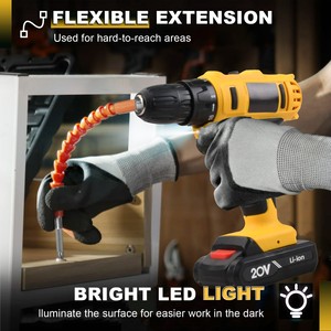 20V akülü matkap seti elektrikli tornavida Mini DIY araçları değişken hız fırçalı Motor güç kaynağı pil yerel abd depo - Product Image 5