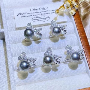 DIY <b>Pearl</b> Accessories S925 Silver <b>Ring</b> Stand Empty with 8-10mm Round Beads Trendy Fashion Jewelry Inlay Setting Type - Product Image 2