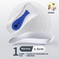 Semelles intérieures sportives EVA rehaussantes de 1,5 cm pour hommes avec soutien de la voûte plantaire à sept points, demi-semelles invisibles pour femmes, pour chaussures plates