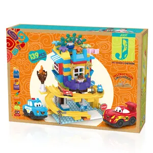 Hot sale Cartoon Hanging Garden Car Slide 139pcs children's DIY educational colorful plastic building block toys