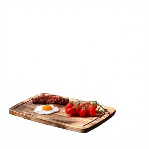 Planche à découper rectangulaire en bois d'acacia LEXDO, plateau solide pour le petit-déjeuner, le fromage et les fruits, avec poignée en acier inoxydable noir, épaisseur 1,5 cm - Product Image 3