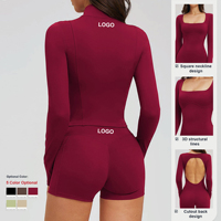 Veste de sport pour femme personnalisée avec fermeture éclair, sans couture, respirante, en nylon et élasthanne, séchage rapide, col montant, pour le yoga, la gym et le fitness