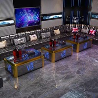 Bar Discothèque Karaoké Dance Lounge LED Table Personnaliser Logo Taille Dessus En Verre Trempé Cadre En Acier Inoxydable Illuminer Table VIP