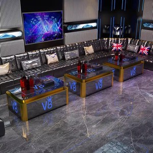 <span class=keywords><strong>Bar</strong></span> discoteca Karaoke Dance Lounge Mesa LED personalizar Logo tamaño vidrio templado marco de acero inoxidable iluminar Mesa VIP - Product Image 4