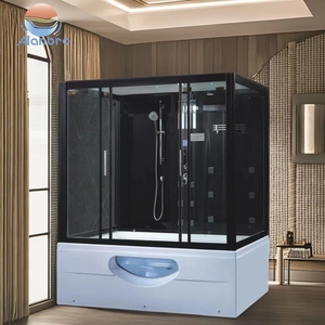 Sauna de Vapor Acrílica Multifuncional Doble para 2 Personas, <span class=keywords><strong>Ducha</strong></span> Combinada Cerrada, <span class=keywords><strong>Hidromasaje</strong></span> con Cascada, Bañera de <span class=keywords><strong>Hidromasaje</strong></span> con Puerta Corredera de Aluminio - Product Image 6