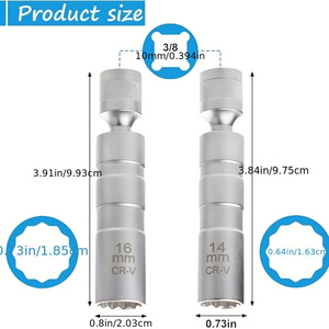 14mm&amp;16mm Spark Plug Socket Set Wall Magnetic Spark Plug Socket <strong>Removal</strong> <strong>Tool</strong> 3/8-Inch Drive 12 <strong>Point</strong> Swivel Socket <strong>Removal</strong> <strong>Tool</strong> - Product Image 2