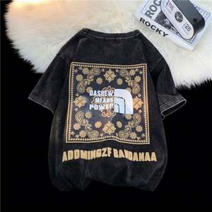 T-shirts graphiques personnalisés, impression au dos pour hommes, style vintage, lavage vintage, 270 g/m², 100 % coton tricoté, surdimensionné - Product Image 3