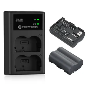 BP-511 de remplacement de caméra de haute qualité BP-511A cellules de batterie Li-ion double chargeur USB avec 2 batteries