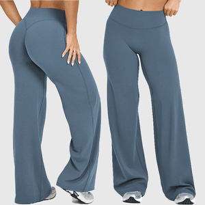 Mallas superventas de talla grande para mujer, pantalones de <span class=keywords><strong>Yoga</strong></span> holgados rectos de entrenamiento de cintura alta, mallas de <span class=keywords><strong>Yoga</strong></span> acampanadas extendidas - Product Image 2