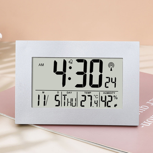 批发静音无线电控制台钟/挂钟 日本40K/60K JJY 德国77.5K DCF 室内温度计 湿度计 原子钟 - Product Image 6