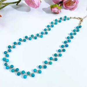 Offre Spéciale 18K Plaqué Or 925 Chaîne En Argent Collier Turquoise Perle À Facettes DIY Géométrique Lien Chaîne Style Classique pour Cadeau - Product Image 3