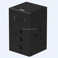 Stop Kontak Kubus Multi Plug 4 Lubang Stop Kontak 4 Port USB Tower Power Extension Socket dengan Pengisi Daya Cepat, Soket Daya GaN 30W