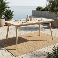 Table de repas d'extérieur moderne en alliage d'aluminium, imperméable et légère, empilable, design rectangulaire pour patio et jardin