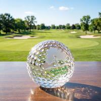 Noble Awards Balle de golf en cristal optique personnalisée Logo gravé personnalisé Trophée de golf Coupe Prix Presse-papiers artisanal