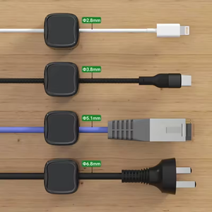 Soporte de cable ajustable, organizador de gestión de cable magnético de plástico, soporte de cable adhesivo fuerte para escritorio - Product Image 4