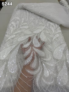 Bestway Brillant Sequin et Perles Broderie Net Dentelle Robe de Soirée Dentelle pour Aso Ebi Mariage - Product Image 3