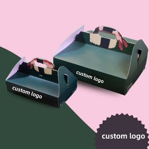 Boîte d'emballage en carton avec poignée, logo personnalisé, dégradé pastel, pour cadeaux de boulangerie et bonbons - Product Image 4